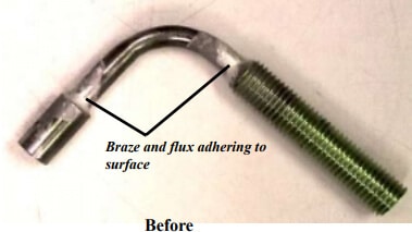 Electropolishing Case Study: Stainless Steel & Brass Assembly with Braze & Flux Contamination (Before)
